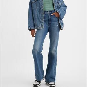 Levi's Jeans Women's 70's High Flare Size 34 Medium Wash Distressed Denim NWT